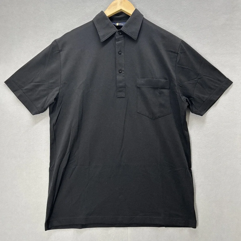 Gabicci Cotton Blend Pocket Polo Shirt Men Medium Logo Short Sleeve Black